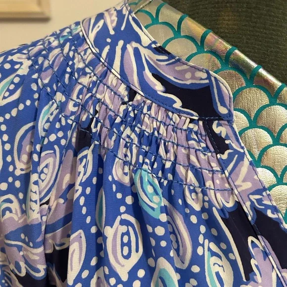 Lilly Pulitzer Elsa Lilac Verbana Silk Blouse Women’s Size Small - Picture 6 of 8